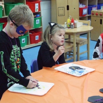 Photo of students at Halloween party