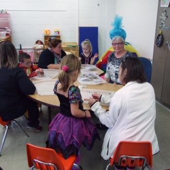 Photo of students at Halloween party