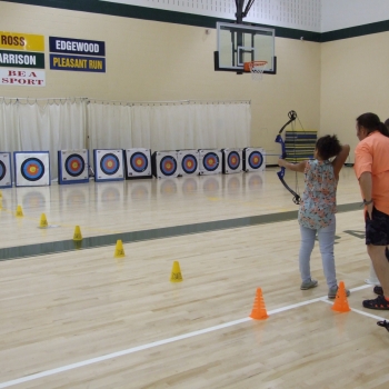 Student doing archery