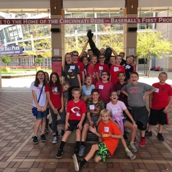 photo of students at reds stadium