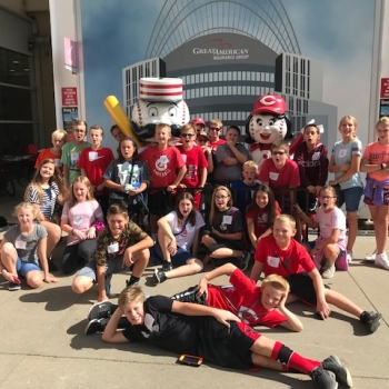 photo of students at Reds stadium