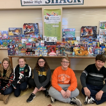 Photo of students with toys