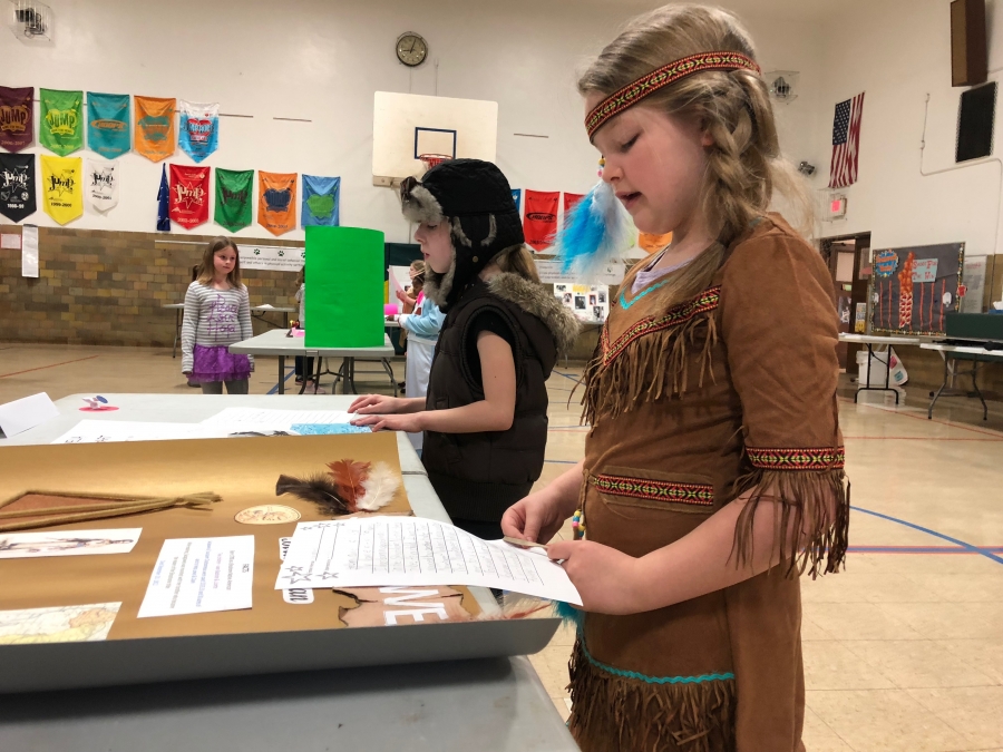 Photo of student dressed as native american