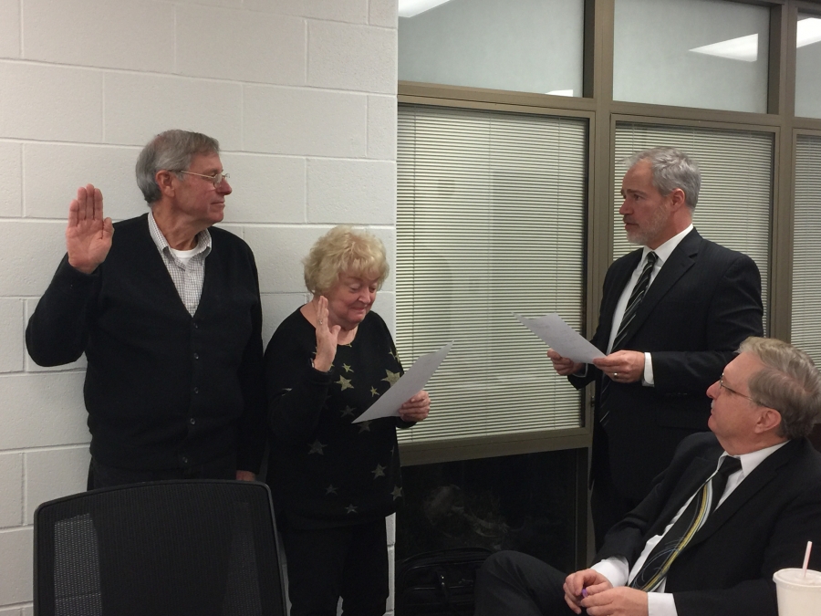 Photo of Wayne and Bobbie being sworn in